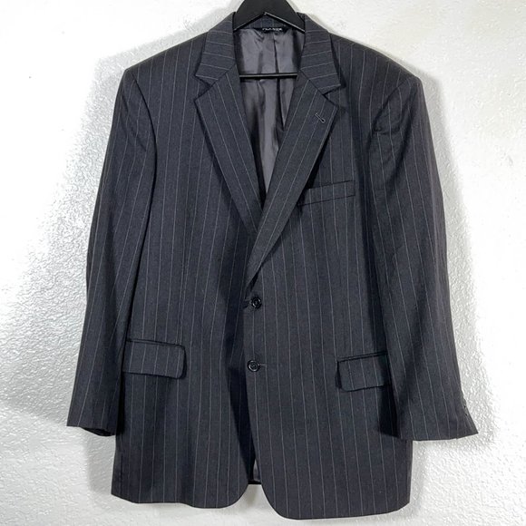 Jos A Bank Gordon 100% Wool Pinstripe Blazer in Charcoal Men's Size 46R - Picture 2 of 9
